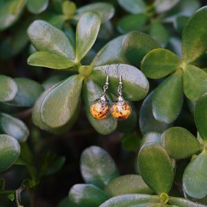 boucles d'oreilles sphère argentée protection flamboyant jaune artisanat réunion