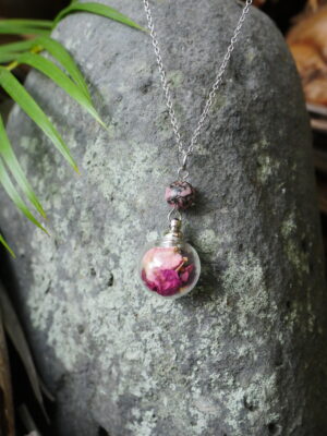 collier sphère argenté amour